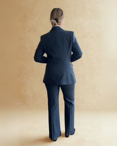 Traje conjunto mujer elegante azul entallado listo para usar